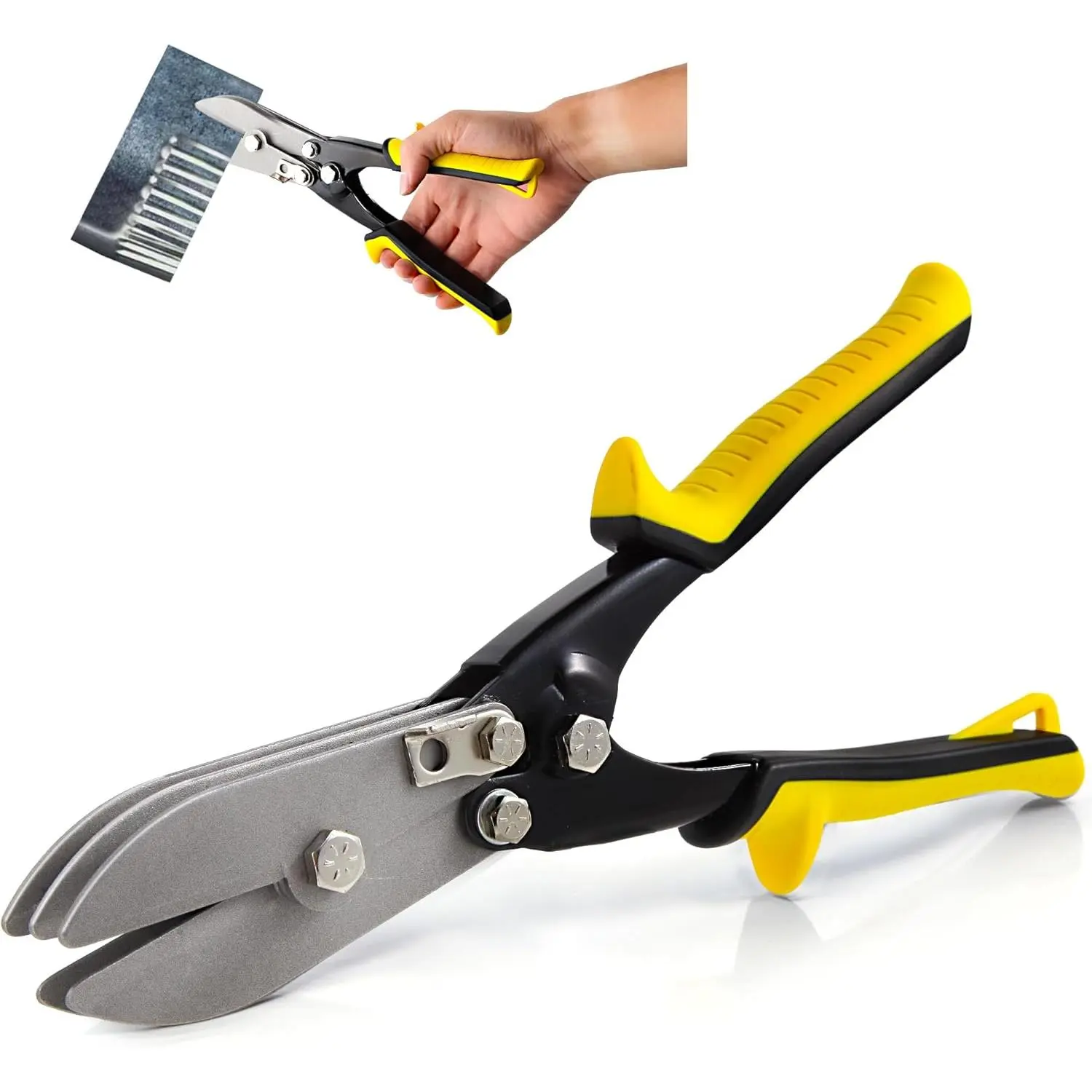 5- Hand Crimper Sheet Metal Tools, Hvac Tool for 24-28 Gauge Duct Work Downspout and Stove Pipe, 10-1/2" Sheet Metal Crimper Gutter End Cap Duct Crimping Tool