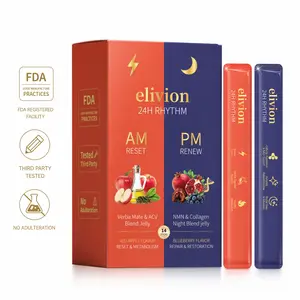 24H Rhythm Jelly Sticks - Daily AM Metabolism & PM Restful Sleep Support - with ACV, NMN & Marine Collagen Peptides - Sugar-Free Wellness Snack (14 Sticks) Healthcare Vitamin Dietary