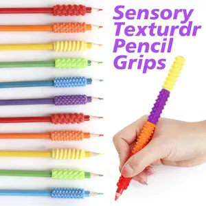 Non-Slip Silicone Pencil Grips - Sensory Fidget Tools for ADHD Relief, Reusable Classroom Focus Training Tools, Vibrant Colors (Pink, Purple, Green, Blue, Orange, Yellow) - Ideal Easter & Christmas Gifts, Classroom Tools, Playful Design, Durable Grips