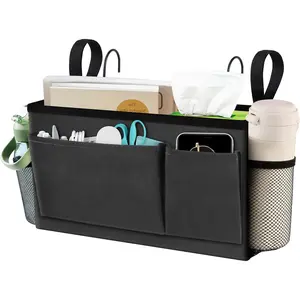 X-SBB36 Bedside Caddy, Bedside Storage Organizer for Bunk Bed Accessories, Dorm Storage for Bedside Shelf and Bunk Bed Shelf, Bed Caddy for Home, Dorm, Bunk (Dark Gray, 1 Pack)