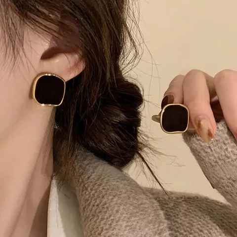 Vintage Square Shaped Stud Earrings, High Quality Statement Earrings, Fashionable Jewelry for Women, Trendy All-match Exquisite Birthday Gift, Casual Daily Wear Jewelry, Chic Gorgeous Jewelry, Ear Accessories, Studs Earrings