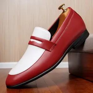 Men's color-blocking retro overshoes penny loafers, non-slip, durable rubber sole shoes, suitable for men's outdoor activities 78536