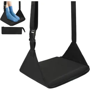 Foot Hammock for Plane Travel, Upgraded Airplane Foot Rest with Memory , Hardboard, Portable Zippered  Hammock for Long Flight, Under Desk Footrest, No Collapse Foot Sling, Travel Essentials