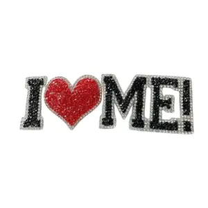 Patch Party Club, 1-pc, Rhinestone Patch, "I Love Me!" Super Blinged Patch with Adhesive, Size 6" Czech Rhinestones, DIY Applique for Hats, Shirts, Bags