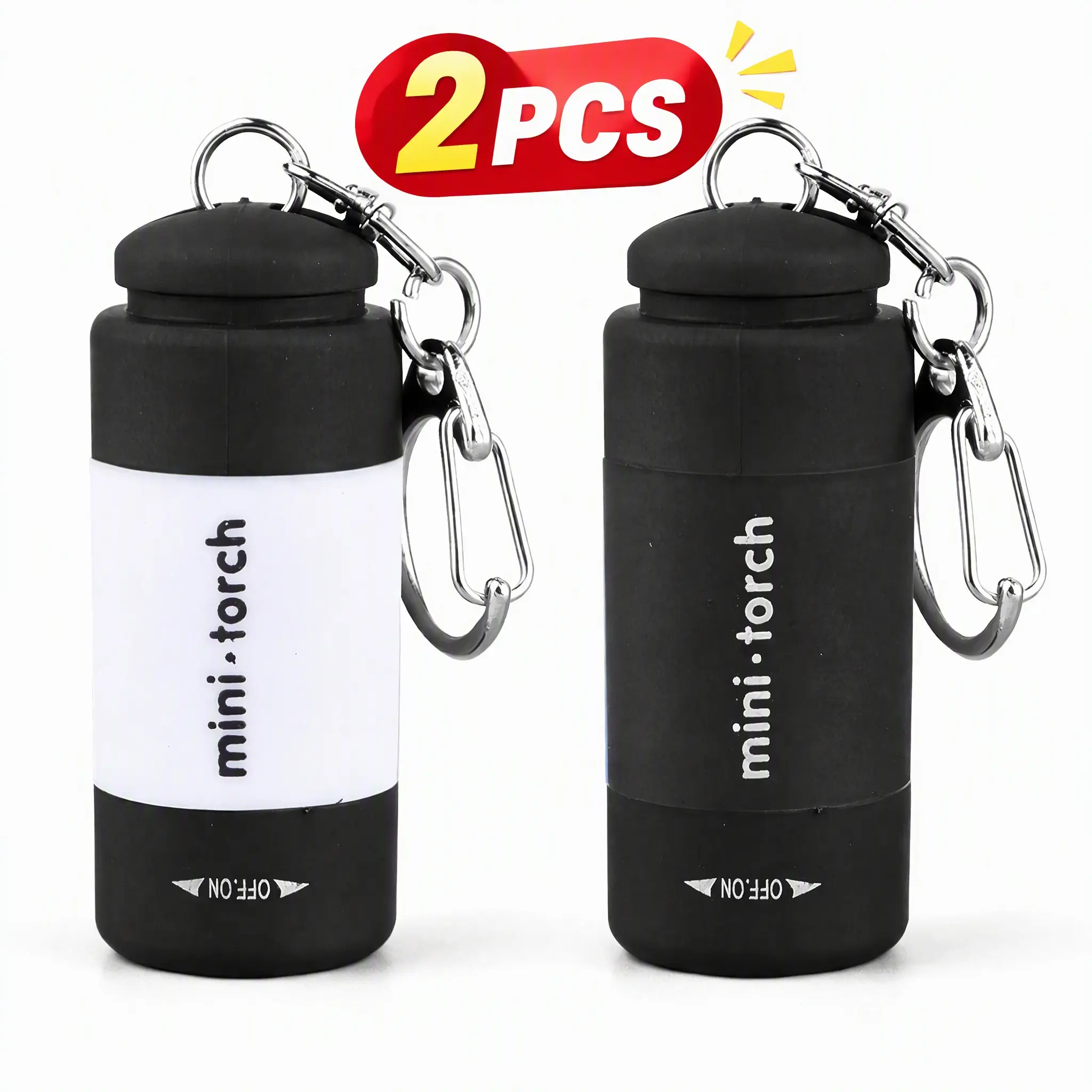 2-Pack USB-C EDC Mini Keychain Flashlight, Super Bright 50 Lumens LED Pocket Flashlight, Compact Portable Waterproof Light, Camping Emergency Work Light, Durable Gift for Men
