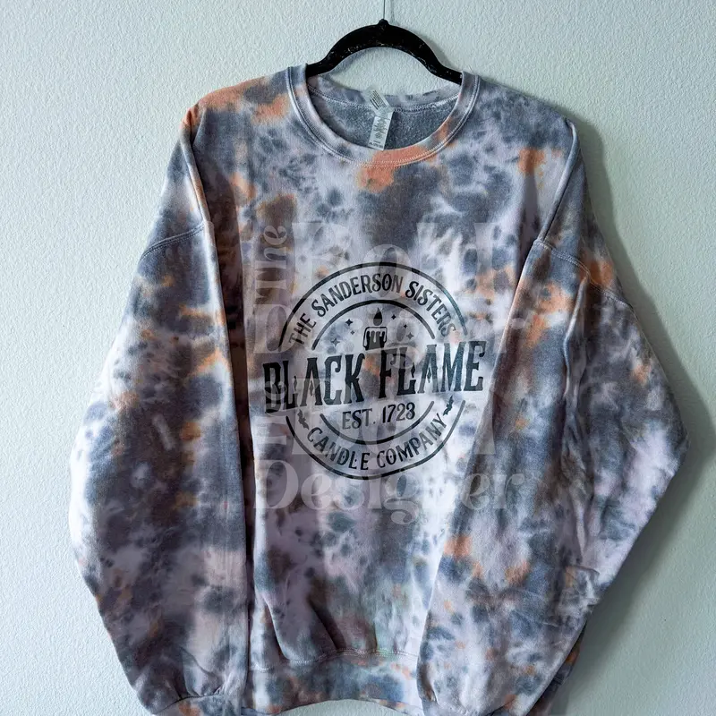 Black Flame Candle Company Hocus Pocus Tie Dye Crewneck Sweatshirt | Witch Sweatshirt