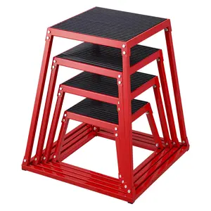 VEVOR Plyometric Jump Boxes,  12/18/24/30 Inch Plyo Box, Platform and Jumping Agility Box, Anti-Slip Fitness Exercise Step Up Box Set for Home Gym Training, Conditioning Strength Training, Red