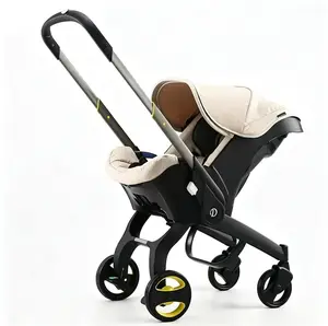 Topbaby Unisex 4-in-1 Travel System - Lightweight Folding Newborn Stroller Pushchair with Load Support, Multifunctional Convertible Infant Car Seat, Collapsible Frame, Storage Basket, Cradle, 5-Point Harness, Traveling Stroller, Lightweight Travel Strolle