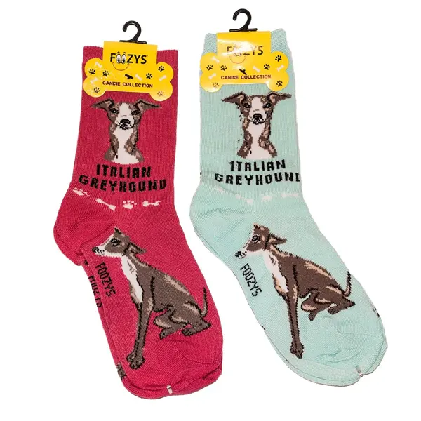 Italian Greyhound Socks - 2 Pairs of Socks by Foozy's Socks