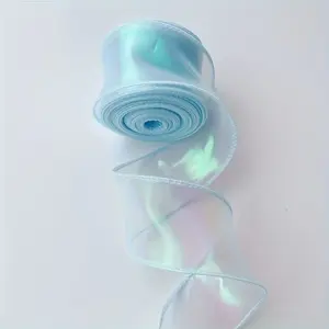 4cm Wide Colorful Fish Tail Satin Ribbon, Wedding Flower Silk Ribbon DIY Bow Bouquet Decorative Ribbon, Gift Wrapping Wave Satin Ribbon