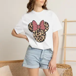 Leopard Print Minnie Head T-Shirt | Pink Bow Tee