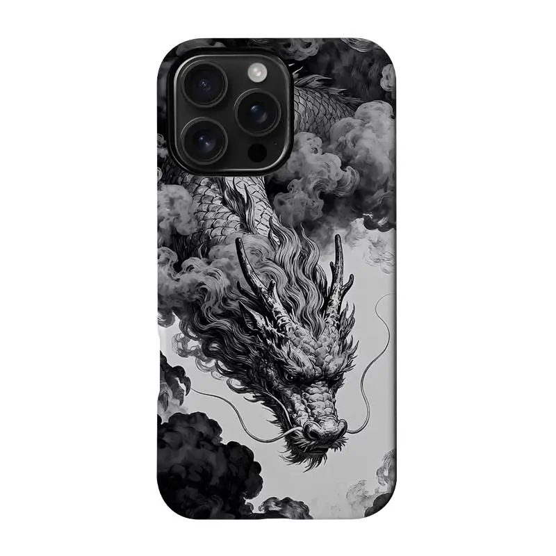 Chinese-Style Ink Painting Dragon Pattern Smartphone Case - Mobile Phone Accessories, Casing, Cover Compatible with iPhone 17 Pro Max,16 Plus,15,14,13,12,11,Xs Max & Samsung Galaxy S26 Ultra,S25 Plus,S24 FE,S23 Devices