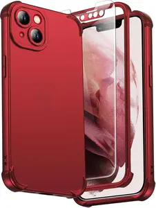 ORETECH for iPhone 13 Case, with [2 Screen Protectors] [15 Ft Military Grade Drop Test] [Camera Protection] 360° Full Body Shockproof Slim Thin Phone Case iPhone 13 Cover 6.1"- Red