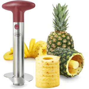 Pineapple Corer, [Upgraded, Reinforced, Thicker Blade] Newness Premium Pineapple Corer Remover, Stainless Steel Pineapple Core Remover Kitchen Tool with Sharp Blade for Diced Fruit Rings, Red