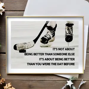 Room Decor 1pc Inspirational Hockey Quote Canvas Poster, Frameless Motivational Sports Wall Art, 30.48x40.64 cm, for Home, Bedroom, Kitchen, Living Room, Office, Hotel, Cafe Decor