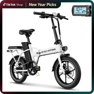 Windhorse W2A Lightweight Folding Electric City Commuter Bike – 16" Step-Over Ebike with Rear Seat, 20 MPH Max Speed, 35 Miles Range Fathersdaygift