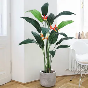 72in Tall Fake Bird of Paradise Plant 2 Set, Faux Banana Leaf Tree with 17 Leaves, Potted Artificial Palm for Home Office Patio & Garden Decoration