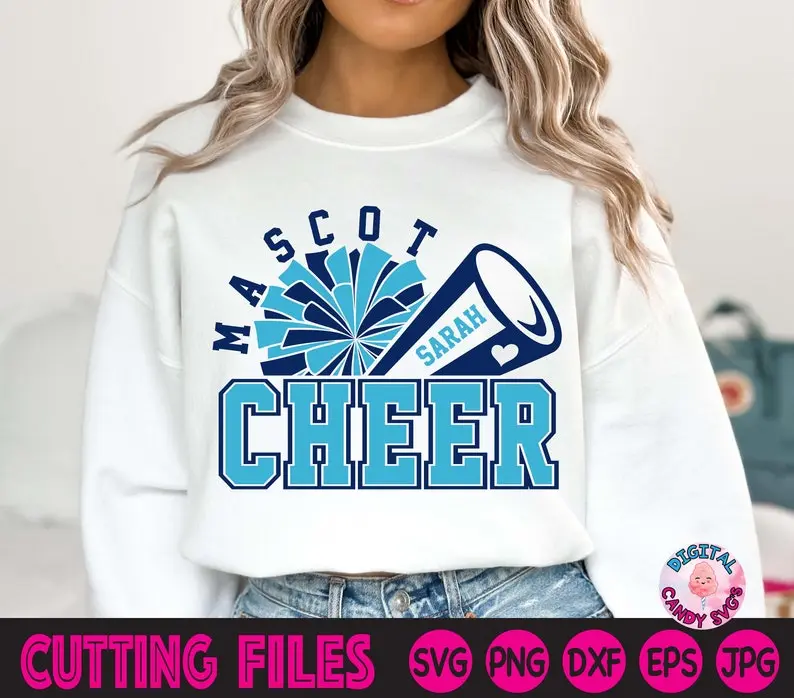 Cheer Sweatshirt, Cheerleading Sweatshirt, Cheerleader Sweatshirt, Cheer Mom Sweatshirt, Pom poms Sweatshirt, Megaphone Sweatshirt, Sweatshirt Files for Cricut, Cheer Team Template Sweatshirt