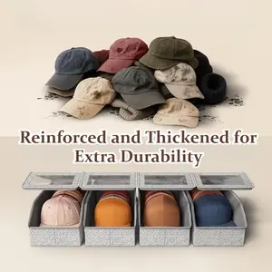 Stackable baseball cap storage box set for closets, includes two hat storage boxes that can hold up to 30 caps (cardboard material included), a hat organizer designed for women and men, a meaningful gift choice during Christmas.