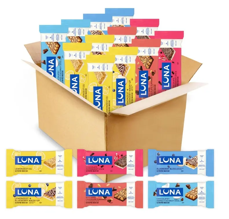 LUNA Bar - Variety Pack - 6 Flavors - Snack Bars - Non-GMO - Gluten-Free Protein Bars - Made with Organic Oats (12 Pack)