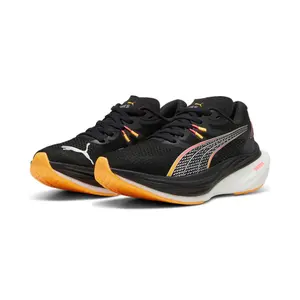 PUMA Women's Deviate Nitro 3 Running Shoes, Puma Black/Sunset Glow/Sun Stream, 9.5 M US