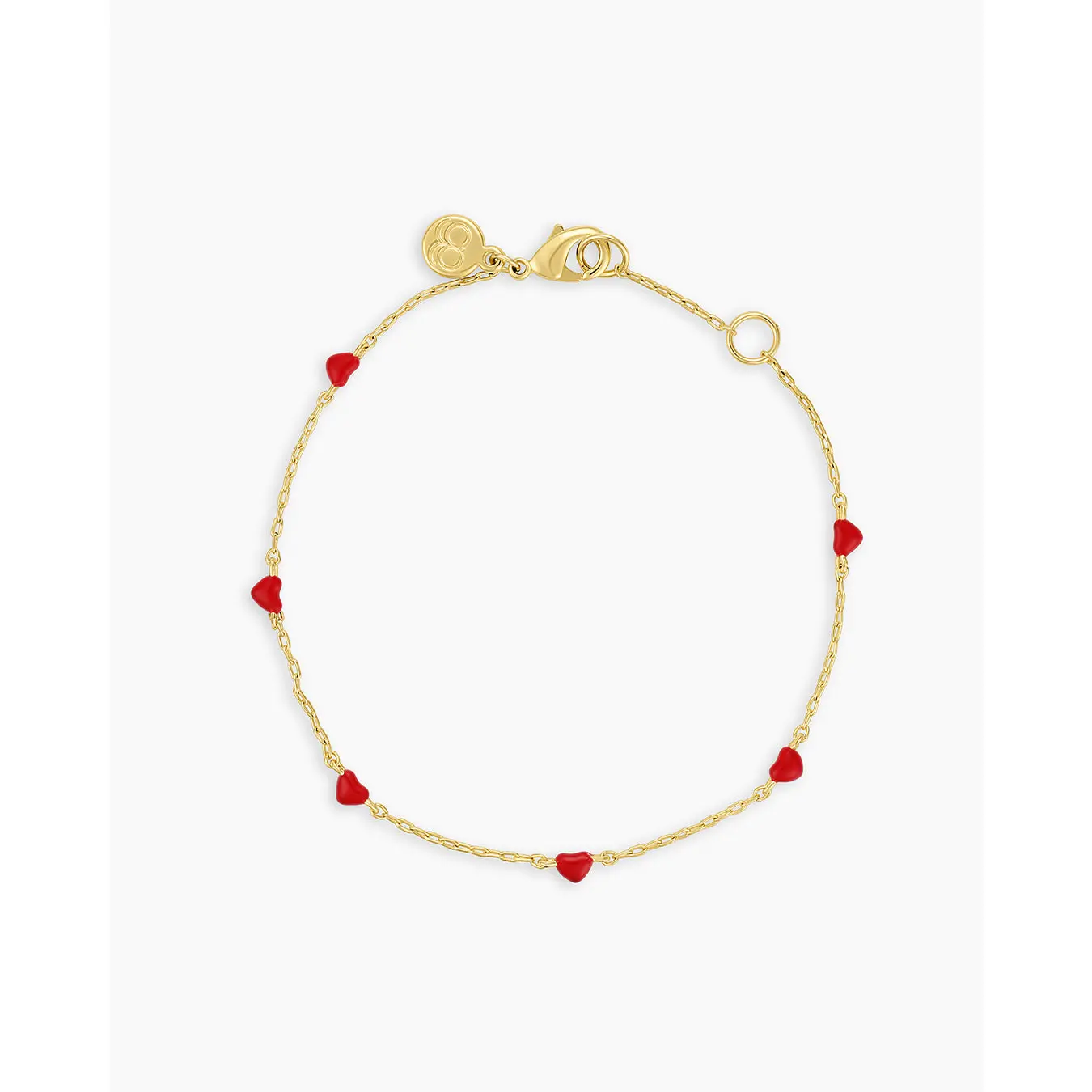gorjana – Amour Bracelet Red – 18K Gold-Plated with Red Enamel Hearts – Romantic & Adjustable Bracelet – Sweet Everyday Stack