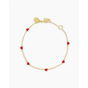 gorjana – Amour Bracelet Red – 18K Gold-Plated with Red Enamel Hearts – Romantic & Adjustable Bracelet – Sweet Everyday Stack