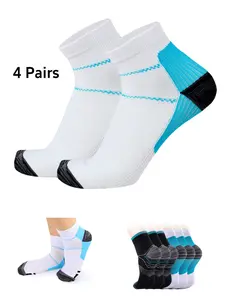 Compression Ankle Socks for Plantar Fasciitis,Reinforced Heel & Toe,No Slip Cuff,Breathable Anti-Odor,for Running,Hiking,Cycling,Travel,Fitness