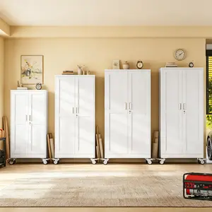 Heavy Duty Garage Storage Cabinet with Wheels and Lock, Steel Rolling Tool Cabinet with Adjustable Shelves, Lockable File Organizer for Office, Home, Workshop, School