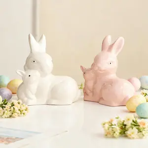 Rabbit ceramic cute home table decoration crafts ornaments, used for home decoration Easter, living room desk entrance, decoration housewarming festival party