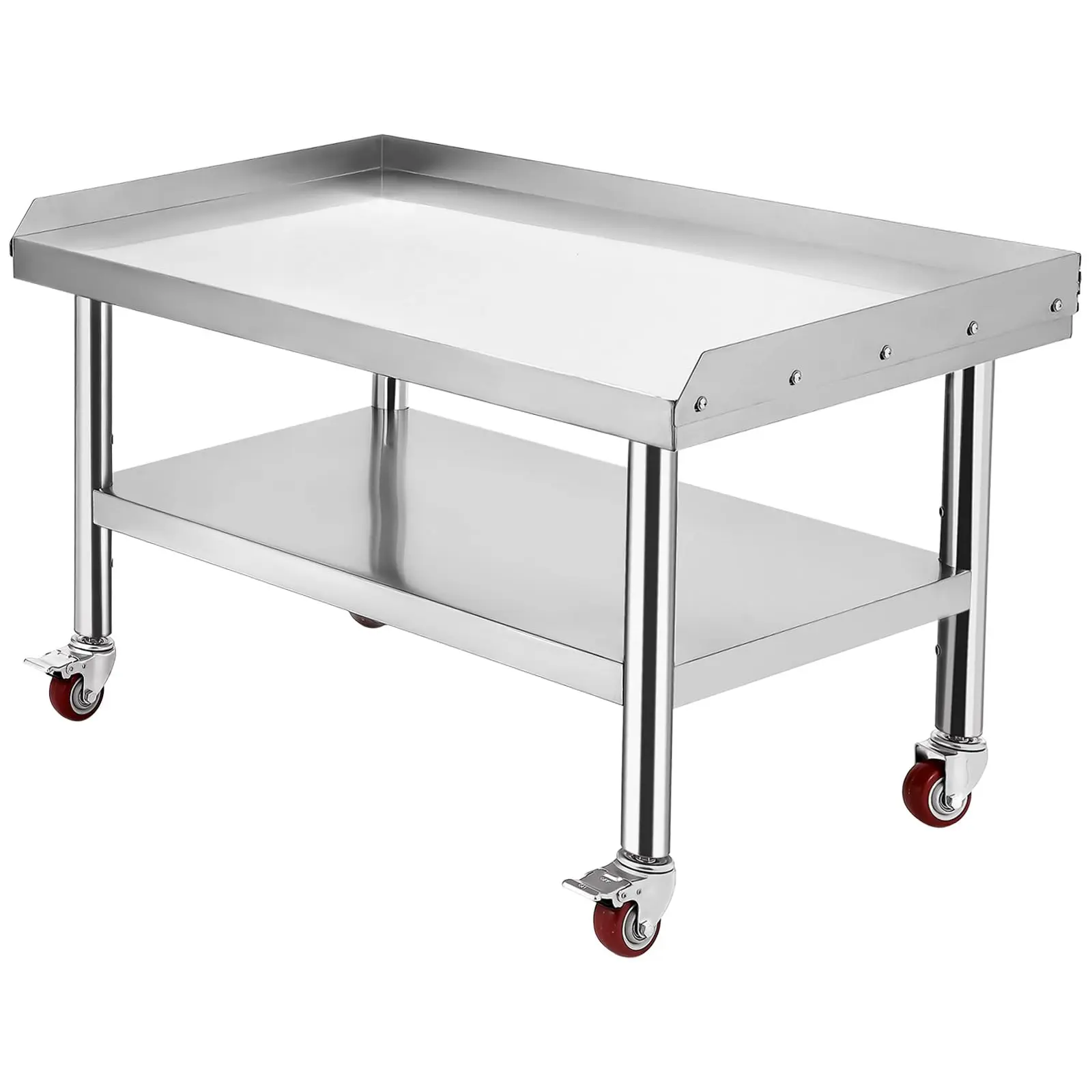 Garvee Commercial Stainless Steel Equipment Stand 36x30x24 with 1000Lb Top Shelf and Adjustable Legs Featuring 2-Inch Spill Containment for Professional Kitchens, Hotels, and Food Trucks