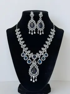 Classic Aurora American Diamond Pendant Set with Earrings