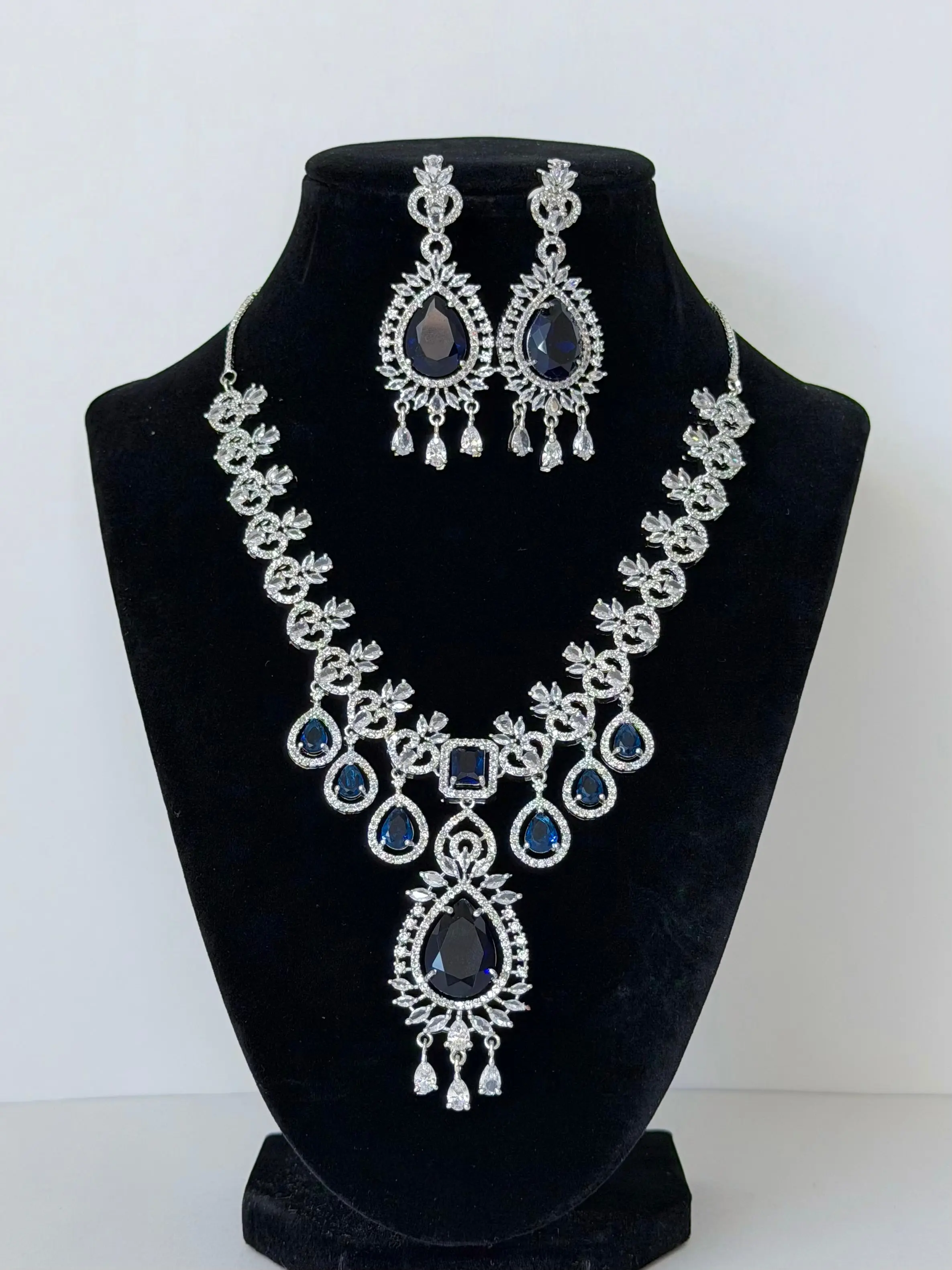 Classic Aurora American Diamond Pendant Set with Earrings