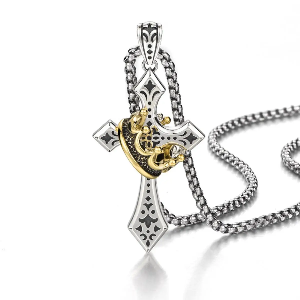 Gothic Style Men's and Women's Cross Personalized Fashion Punk Necklace, Metallic Temperament Party Gift Fashion Jewelry