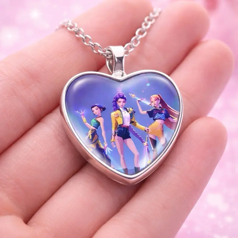 Kpop Heart Pendant Necklace for Girls & Teens - Vibrant Modern Design with Unique Accents - Perfect Gift Idea - Limited USA Stock