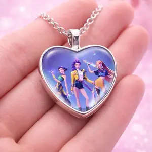 Kpop Heart Pendant Necklace for Girls & Teens - Vibrant Modern Design with Unique Accents - Perfect Gift Idea - Limited USA Stock