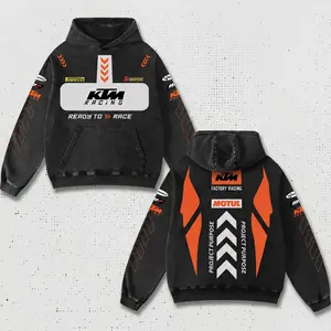Retro Akrapovic x Factory KTM Racing Hoodie Washed Black, MotoGP World Championship Enthusiast, Motorcycle Off Road Dirt Bike Graphic Streetwear, Heavyweight Biker Sweatshirt, Retro Moto Gear Motorbike Apparel Men’s Aesthetic Y2K Racing Jacket Style