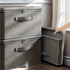 Foldable Storage Box with Lid (Waterproof & Durable)! Large Capacity Closet Storage Organizer, Ideal for Bedroom, Dorm & Moving, Space-Saving Organization Solution Multifunctional Collapsible