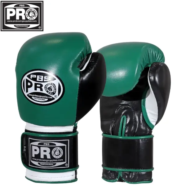 ProBoxing Leather Boxing Gloves – (Green & Black) – Training Boxing Gloves for Boxing, MMA, Muay Thai & Sparring – Durable Genuine Leather, Wrist Support, Impact Protection