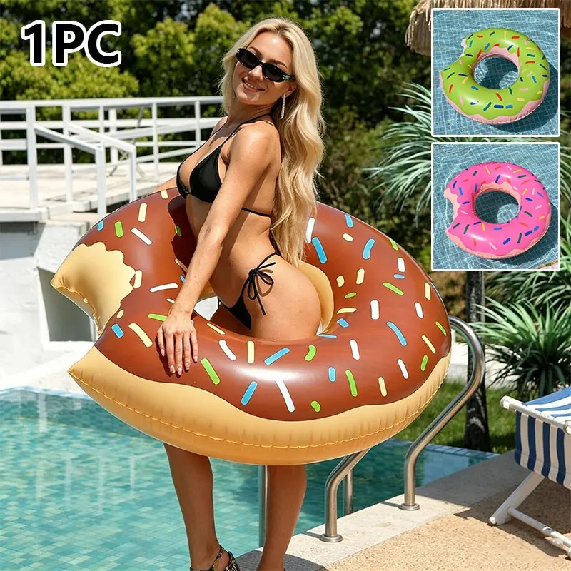 1pc Inflatable Swimming Ring, Donut Shape, Perfect for Summer Beach, Water, Pool Parties and Activities, Ideal Swimming Floatation Device, Floater, Fun and Safe