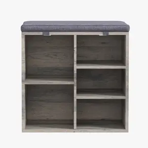 104 Inch Shoe Storage Bench with Cushion & Side Pocket, 10 Cubbies Adjustable Shoe Rack Organizer for Entryway