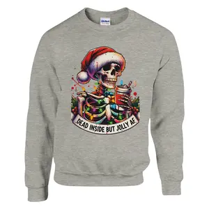🖤 Dead Inside but Jolly Skeleton Sweatshirt – Perfect Blend of Spook & Comfort! 💀