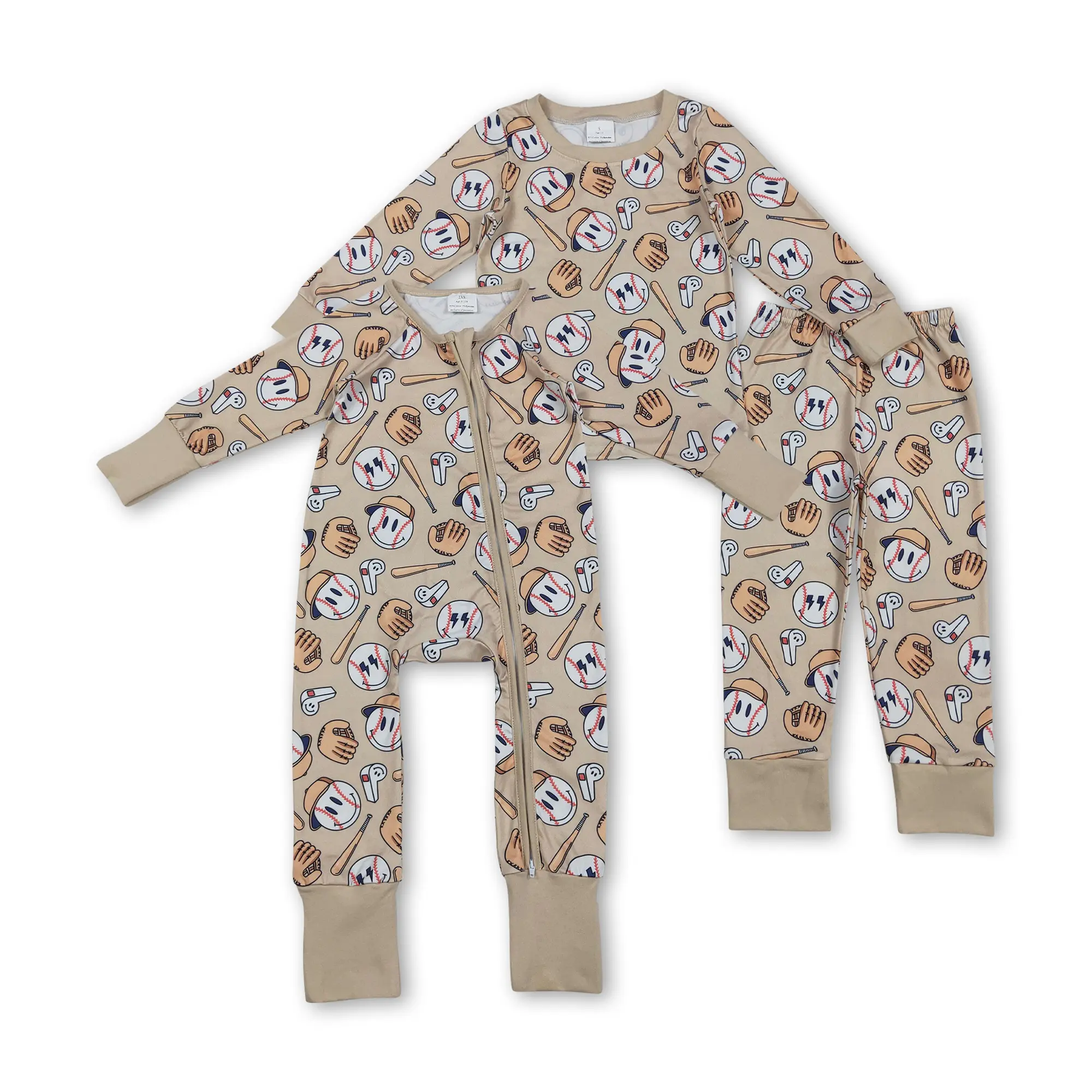 Toddler Boys Pajamas Set, Cute 2-Piece Baseball Print Sleepwear, Long Sleeve Premium Soft Cotton Spandex Blend for Winter, Premium Soft Sleepwear, Arm Sleeve