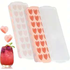 2 Pieces Heart-shaped Ice Cube Molds Quick Freezing Large Ice Cube Silicone Molds Easy Demolding Whiskey Spherical Ice Cube Molds Including 24 Grid Large Capacity Ice Cube Molds Kitchen Manual Multifunctional Freezer Accessories