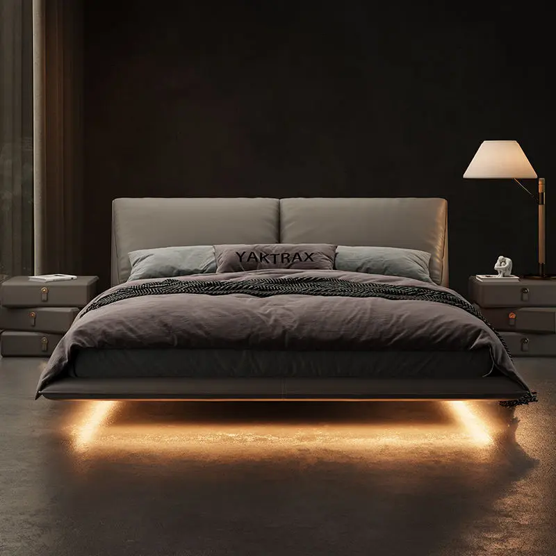 Modern Fashion Queen Size Upholstered Bed Frame, Stylish Platform Bed with Soft Headboard, No Box Spring Needed Bedroom Furniture