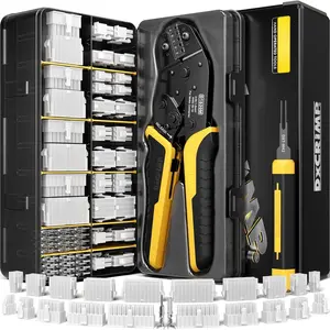 Crimp Tool Mini-Fit Jr Kit,with 22 Types 2-20 Pin Molex 4.2mm Connector,Wire Gauge 18-26 AWG w/Remove Tool,Crimping Tool (30-16 AWG) Compatible JST, KF2510, AMP, Dupont,RC Servos,Futaba.