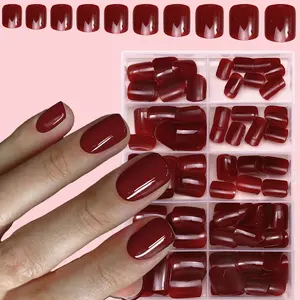 120Pcs Red Press on Nails Square Fake Nails Short Glossy Nails Full Cover False Nails with Solid Color Design Artificial Nails Press on Nails for Natural Look, Nails press ons, Nail Art Supplies, Manicure Accessories, for Women DIY Manicure