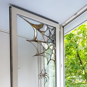 Halloween Spider Web Festival Decoration, Bedroom Window Sill Sticker Display, Static Cling Glass Decal, Double-Sided Print, 30x30cm, Window Decorations Supplies