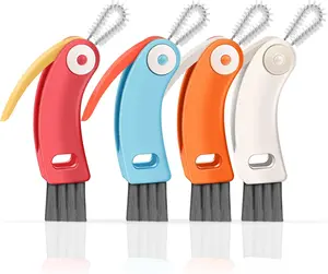 Valentine Day Gift  3 in 1 Cup Lid Cleaning Brush 4 Pack - Multifunctional Cleaning Brush Set for Tight Spaces, Bottle Gaps & Travel Mugs | Portable Durable Cup Lid Cleaner Tools with 4 Assorted Colors (Home Kitchen Use)