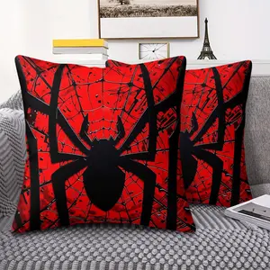 1 Pcs Spider Print Throw Pillow with Core, Cartoon Spider Logo Design Sofa Cushion, Creative Decorative Cushion, Soft Comfortable Short Plush Material Suitable for Living Room, Bedroom, Office, Car, Perfect Gift for Children, All Seasons